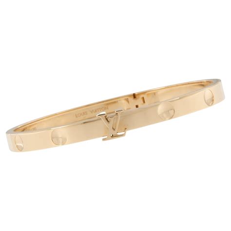 louis vuitton gold thin bangle with v